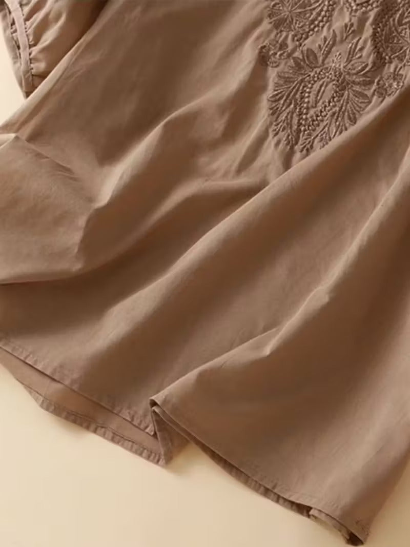 Women'S Vintage Floral-like embroidery Top