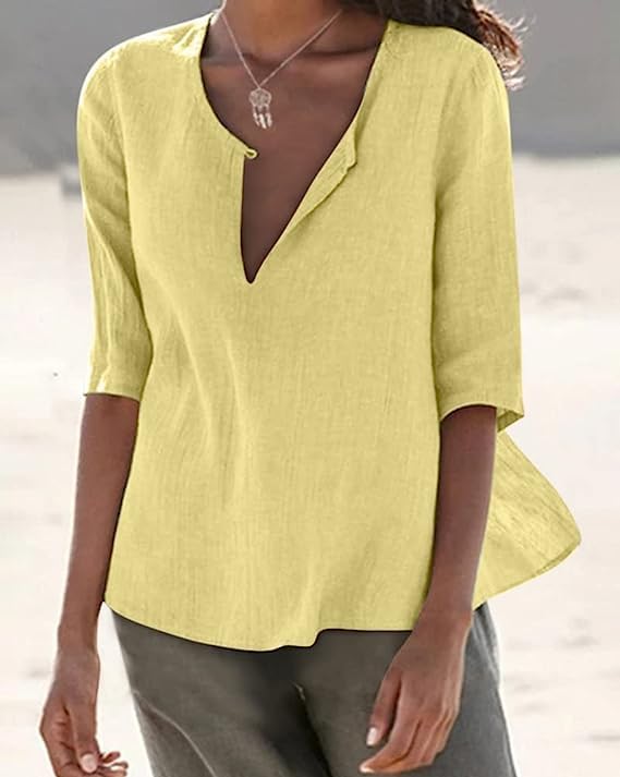 Women V-Nck Solid Top