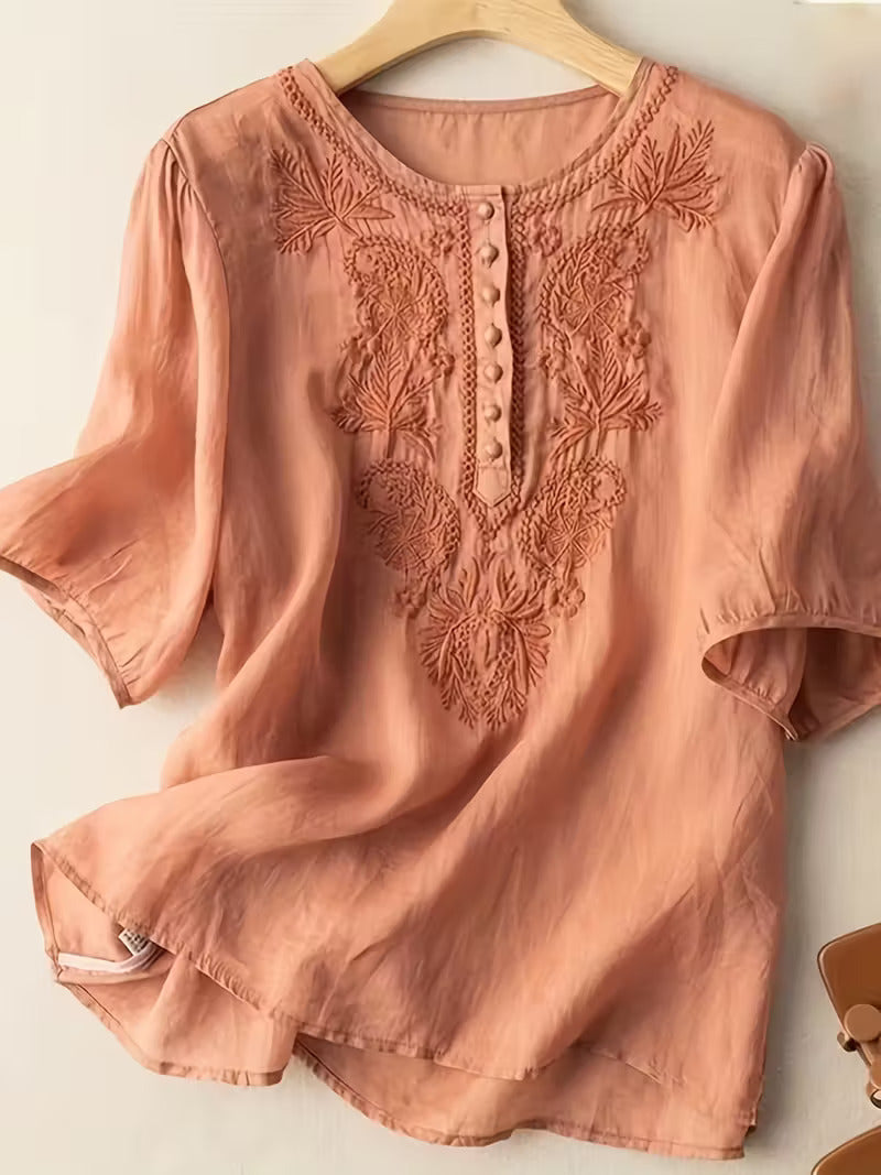Women'S Vintage Floral-like embroidery Top