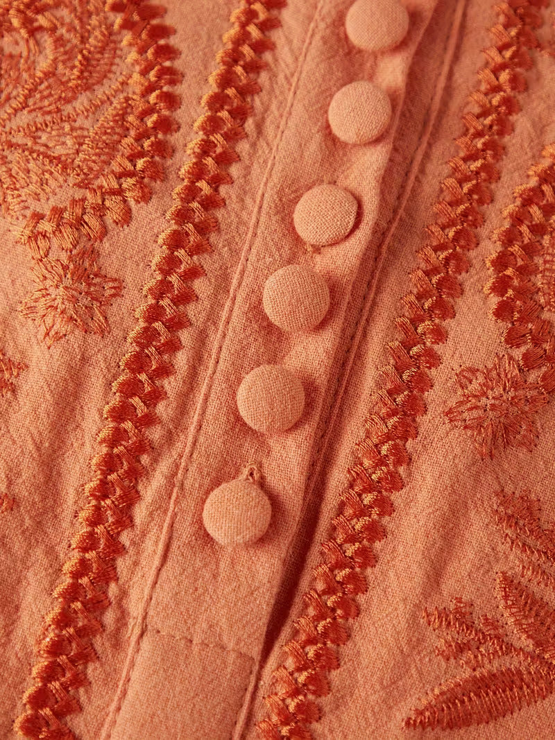 Women'S Vintage Floral-like embroidery Top