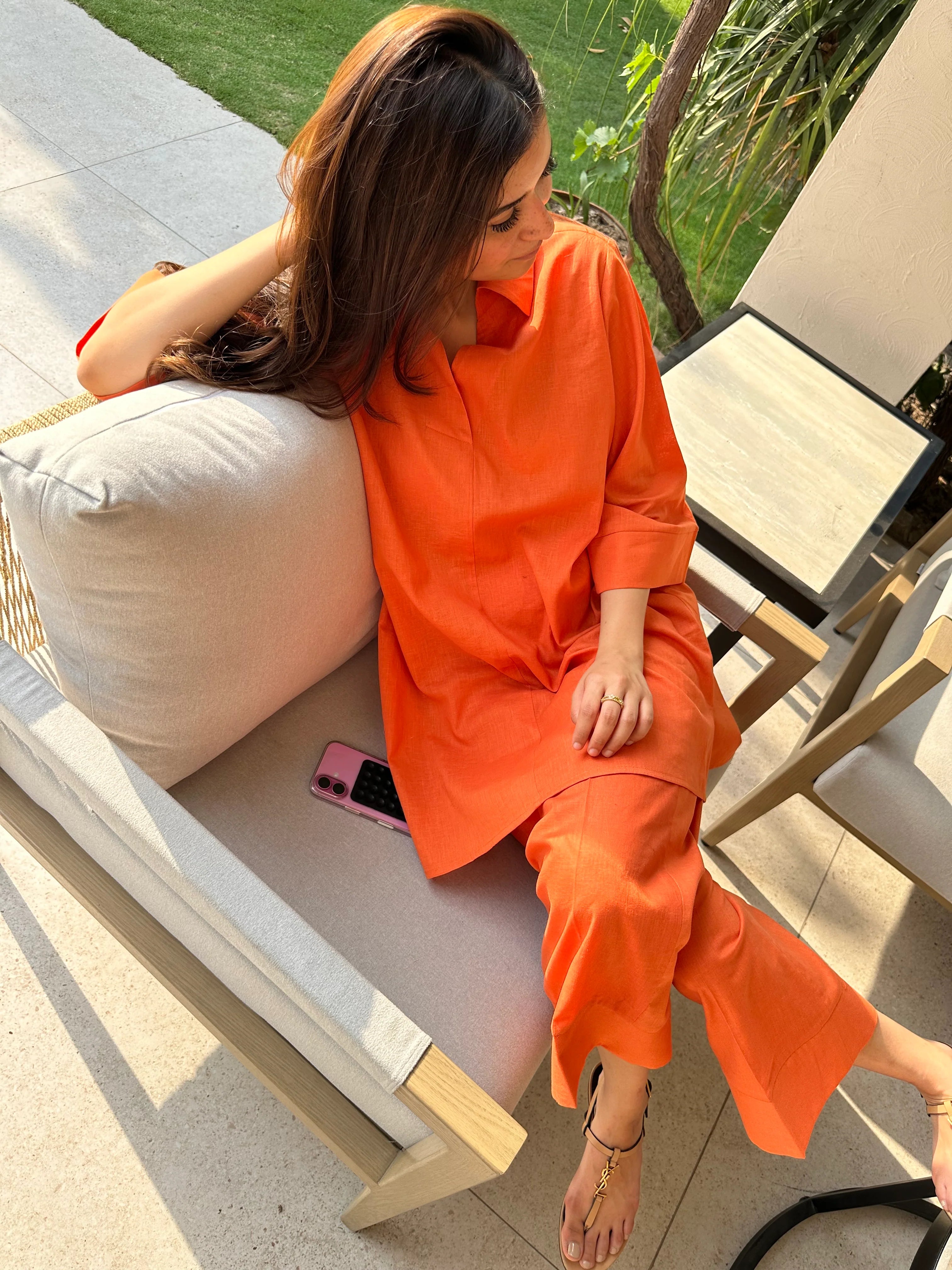 ORANGE LINEN TOBY SET