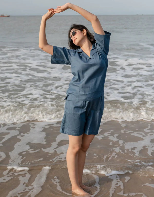 Blue Co-ord Set Shorts & Top