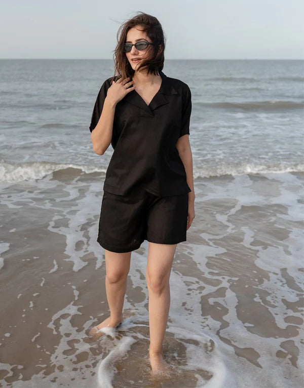 Black Co-ord Set Shorts & Top