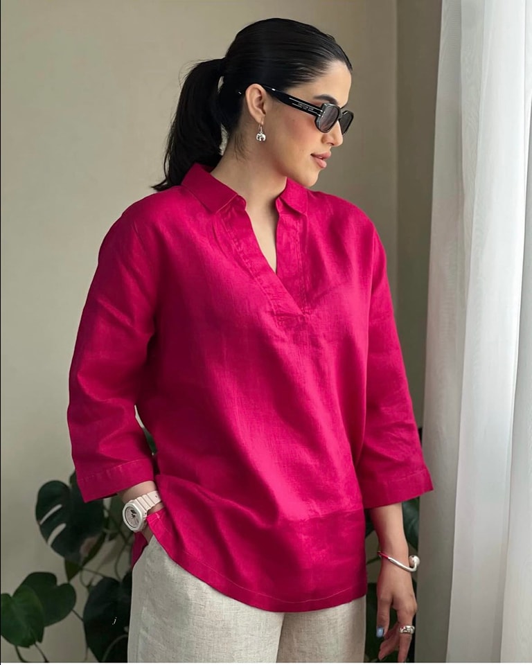 Women's Plain Button Front Long Sleeve Casual Top