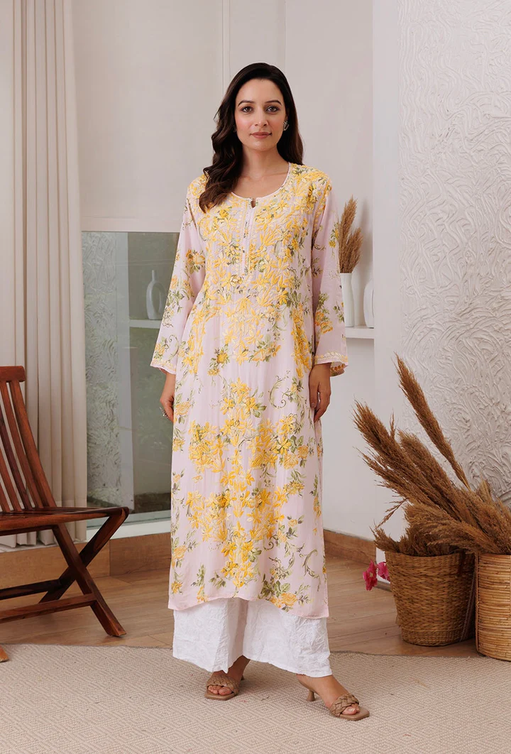 WOMEN CHIKANKARI MODAL KURTA SET