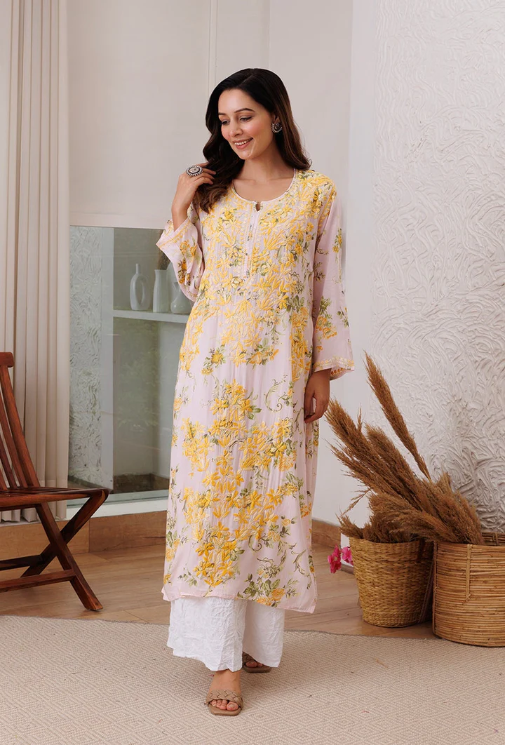 WOMEN CHIKANKARI MODAL KURTA SET