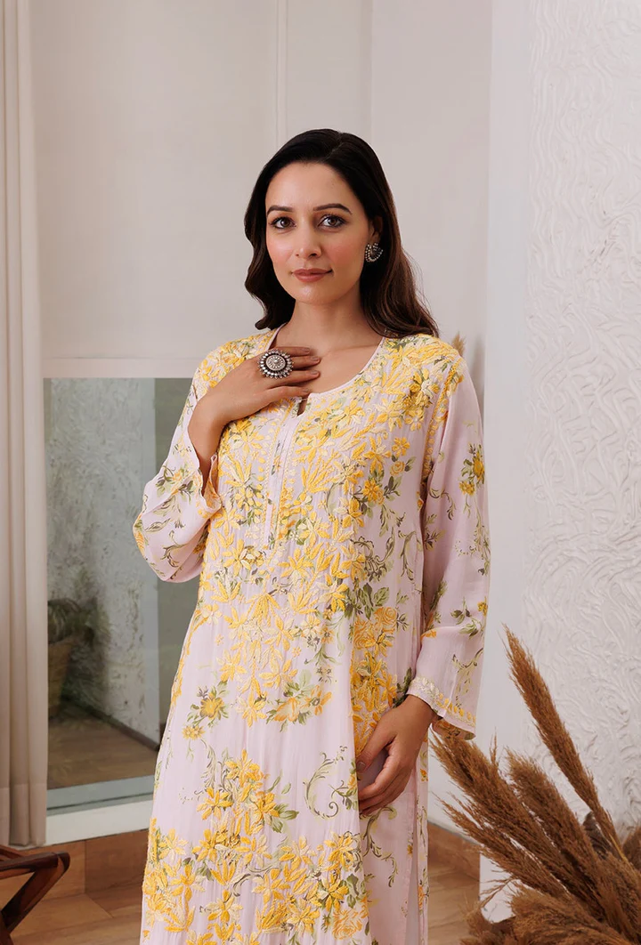 WOMEN CHIKANKARI MODAL KURTA SET