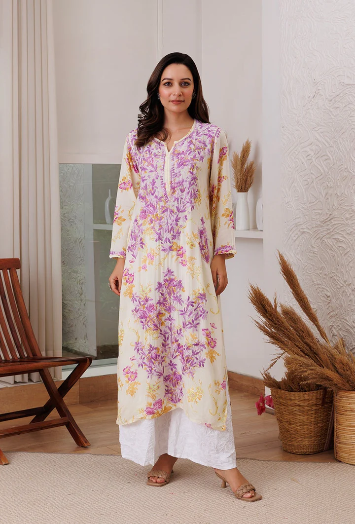 WOMEN CHIKANKARI MODAL KURTA SET