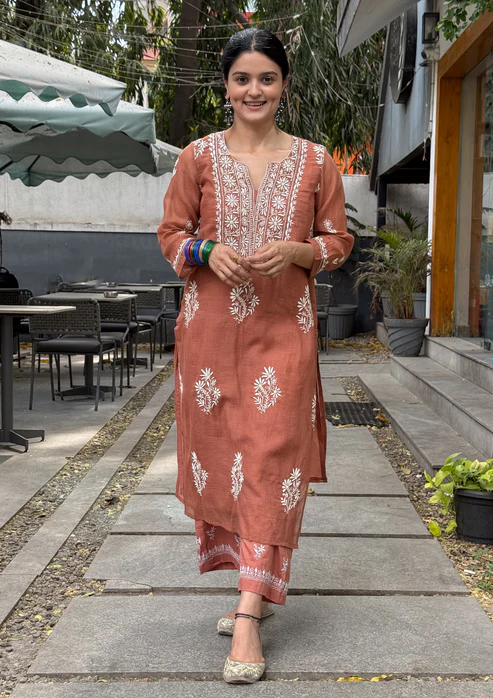 Embroidered Chikankari Kurta Set