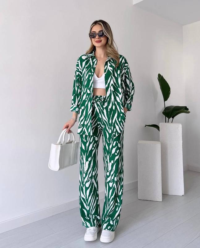 Women's Loose Long-Sleeved Shirt And Trouser