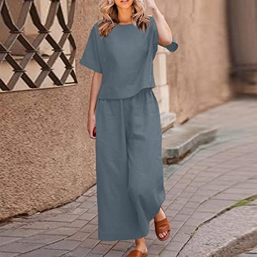 WOMEN COTTON PLAIN CROP TOP & TROUSERS CO-ORDER SET