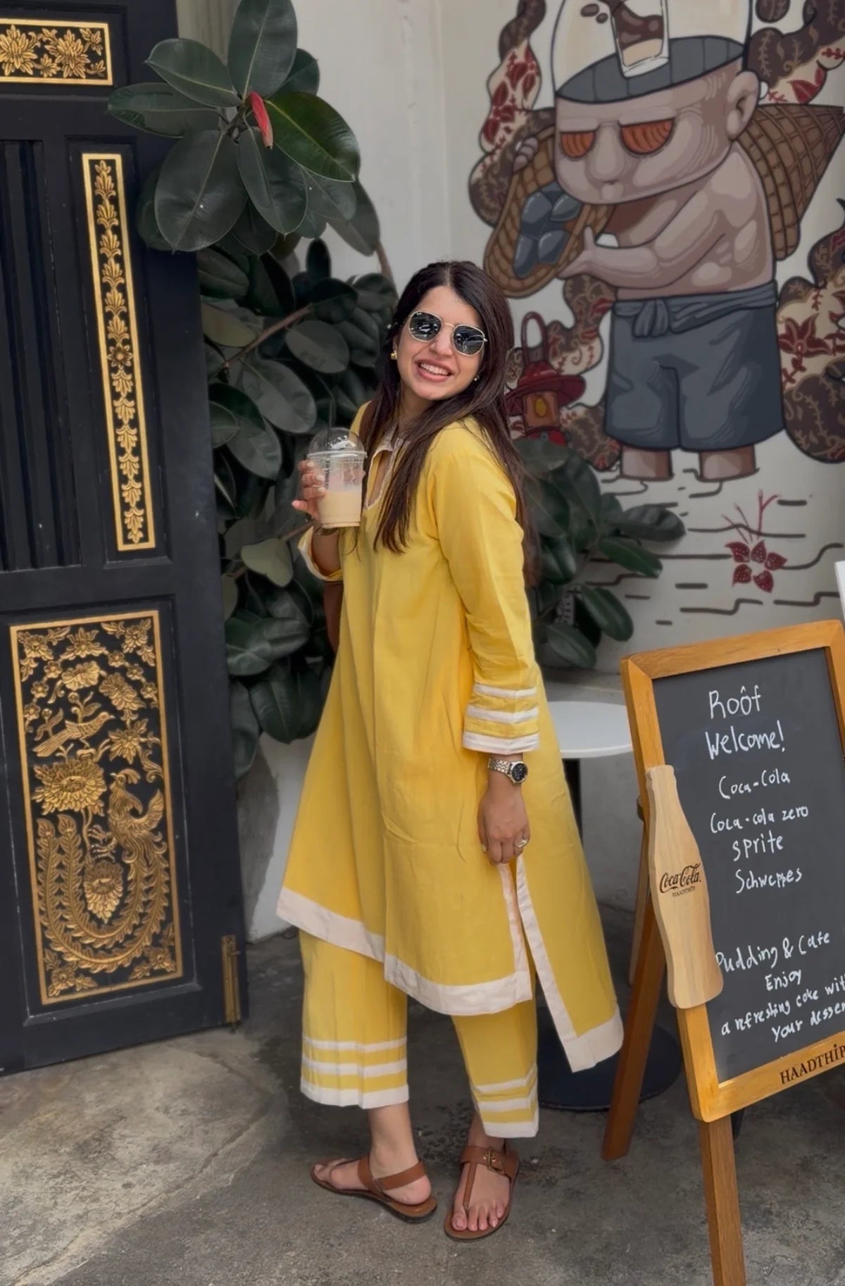 Cotton Kurta Set with Contrast White Border