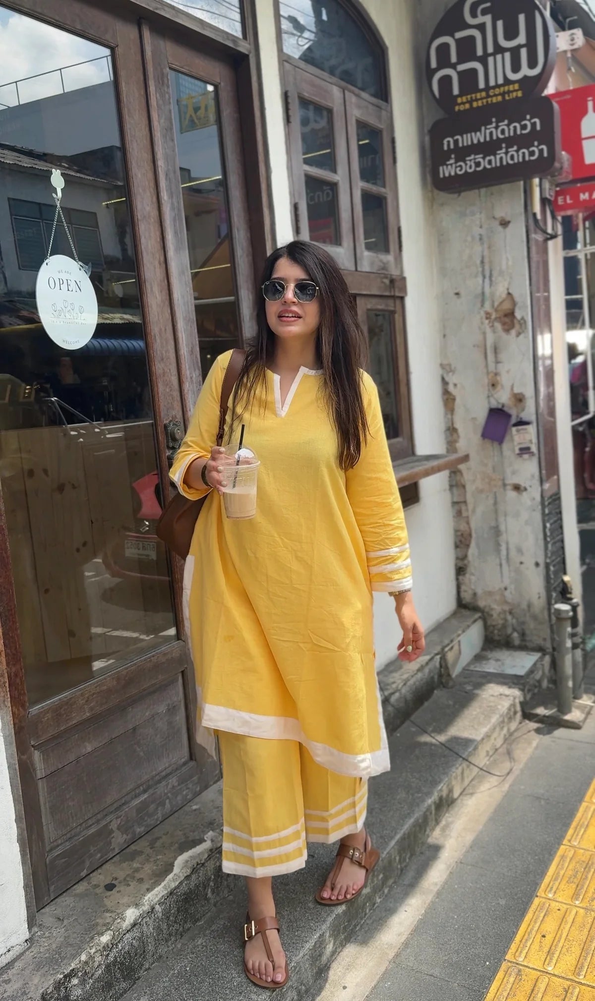 Cotton Kurta Set with Contrast White Border