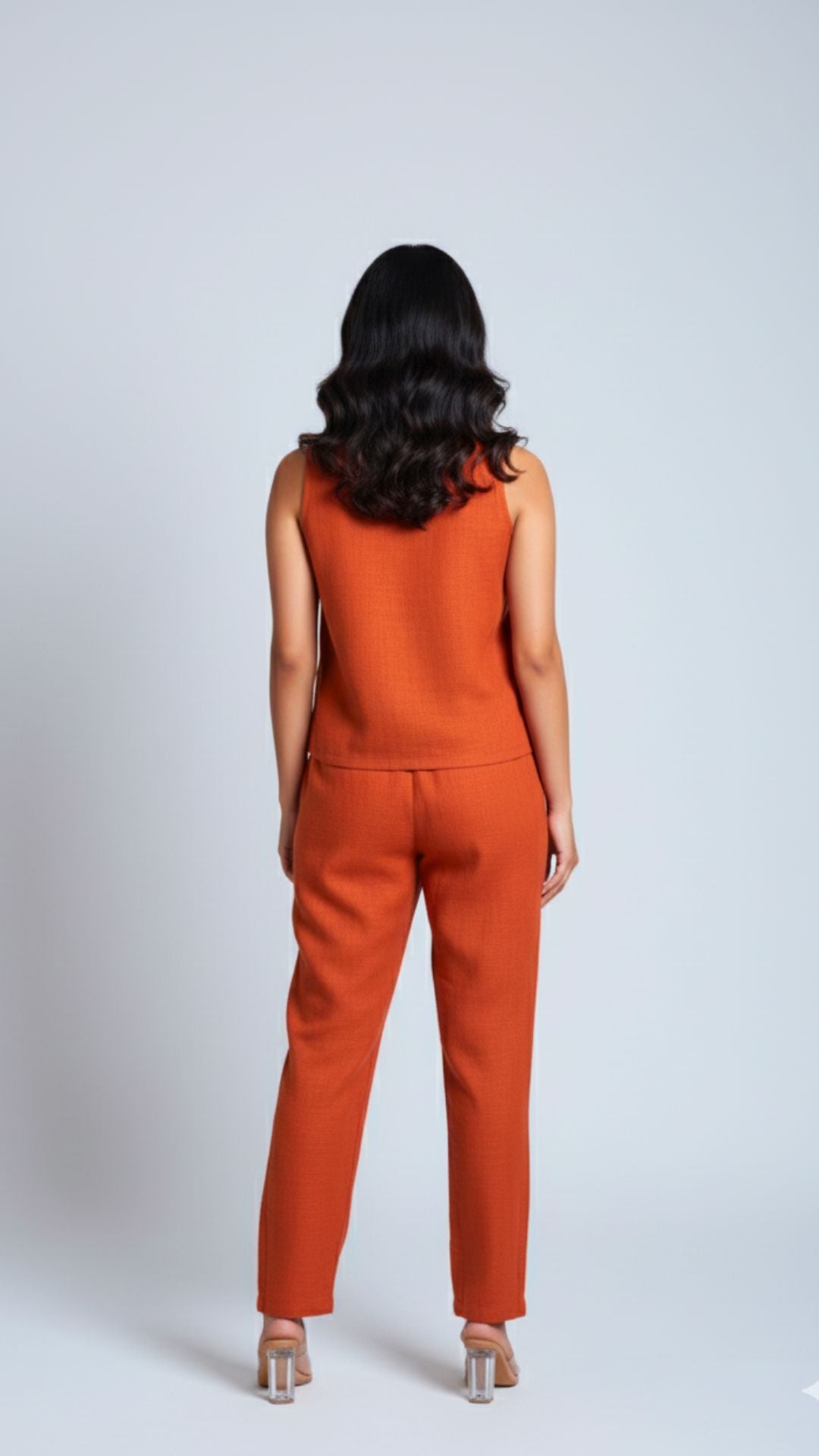 WOMEN  PLAIN CROP TOP & TROUSERS CO-ORDER SET
