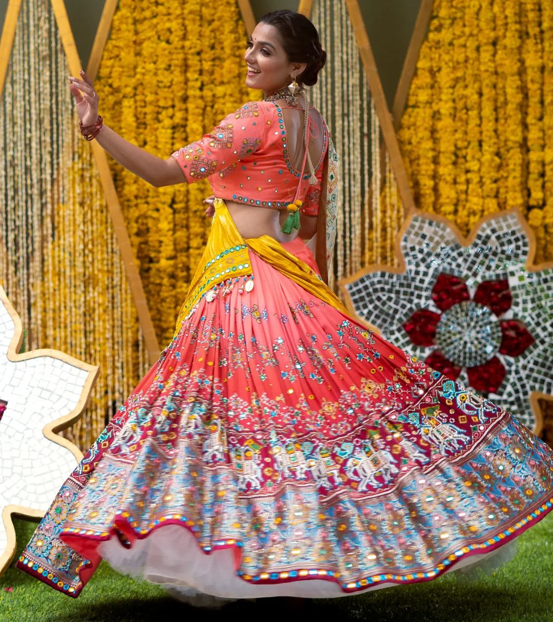 MULTI COLOR SOFT BUTTER SILK DIGITAL PRINTED LEHENGA CHOLI