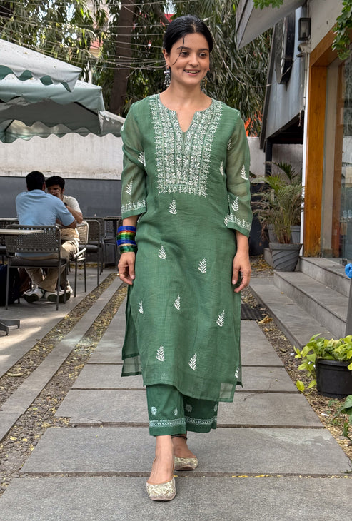 Embroidered Chikankari Kurta Set