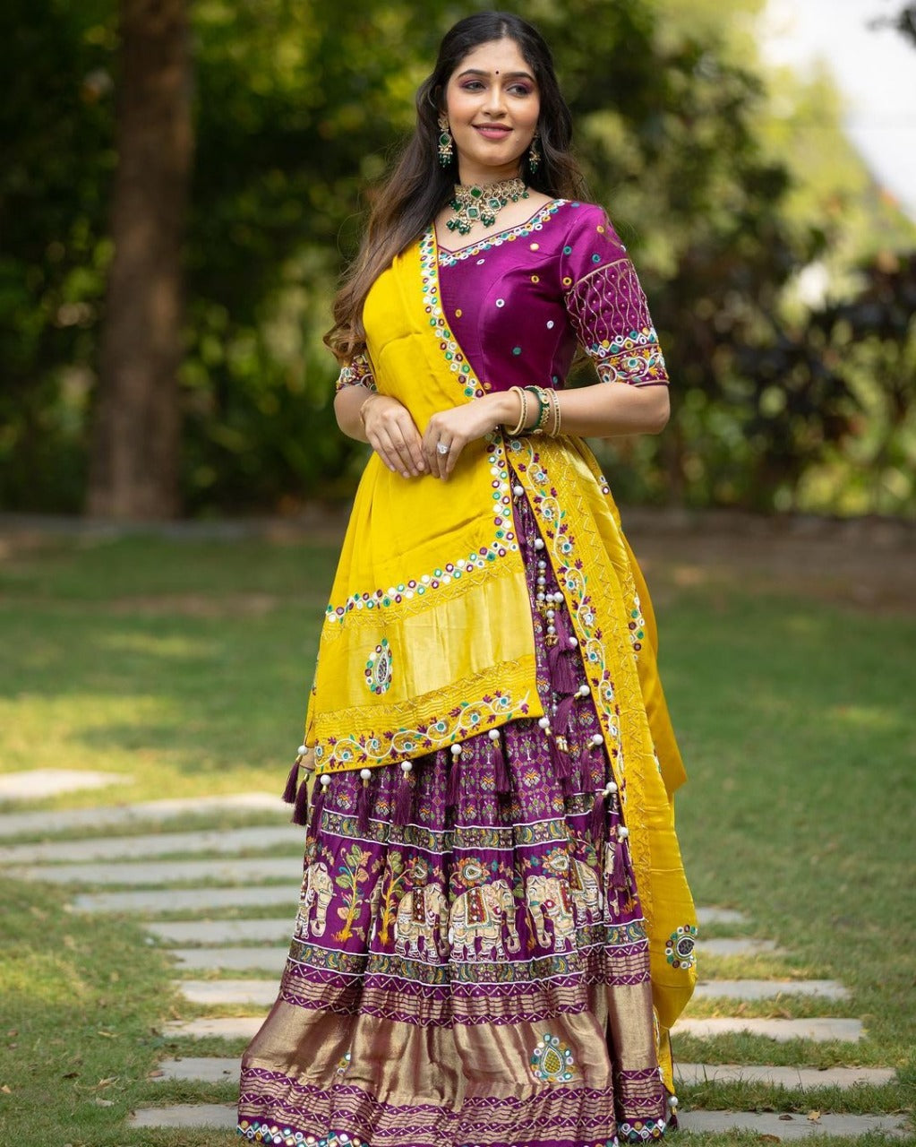 MULTI COLOR SOFT BUTTER SILK DIGITAL PRINTED LEHENGA CHOLI