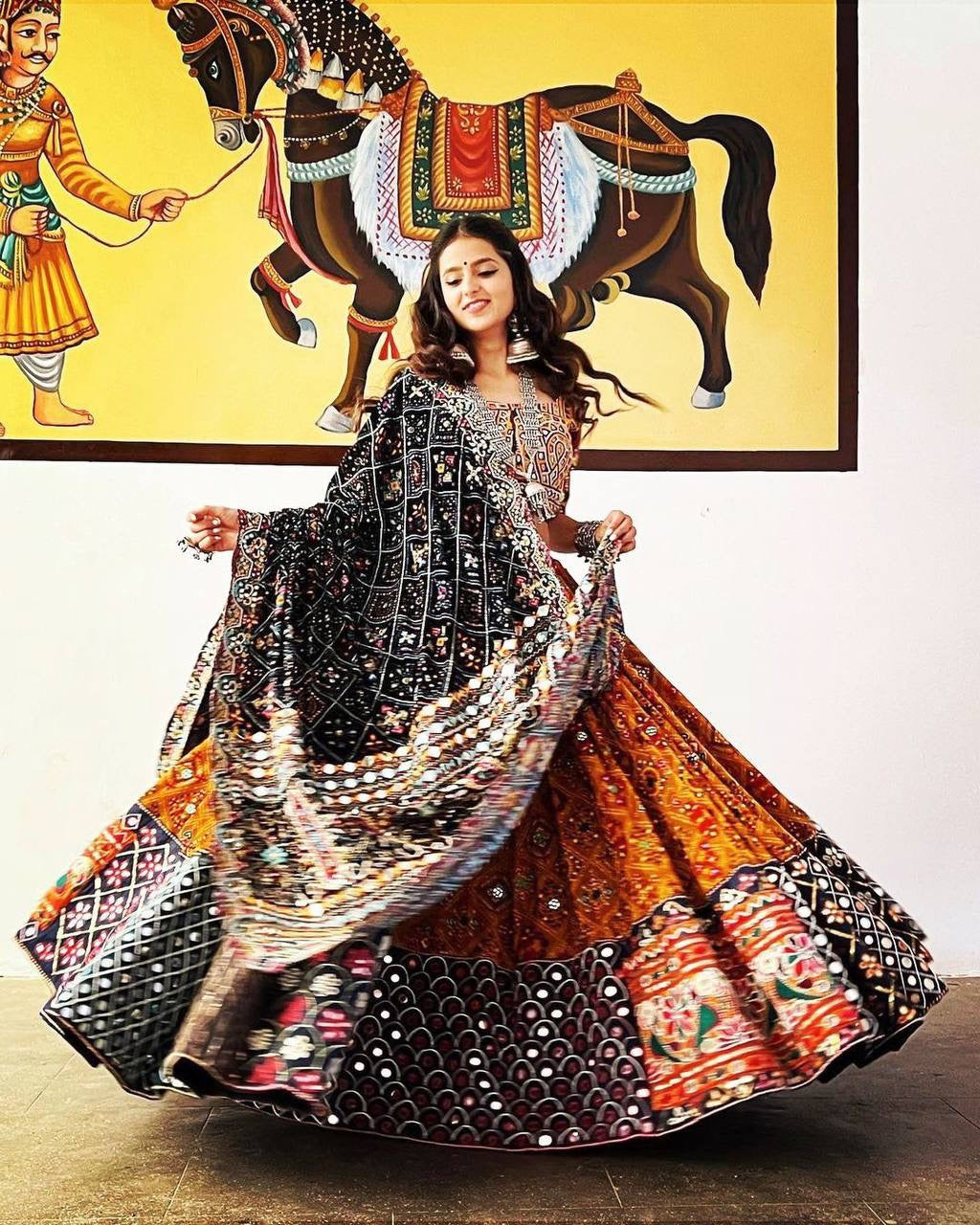 MULTI COLOR SOFT BUTTER SILK DIGITAL PRINTED LEHENGA CHOLI