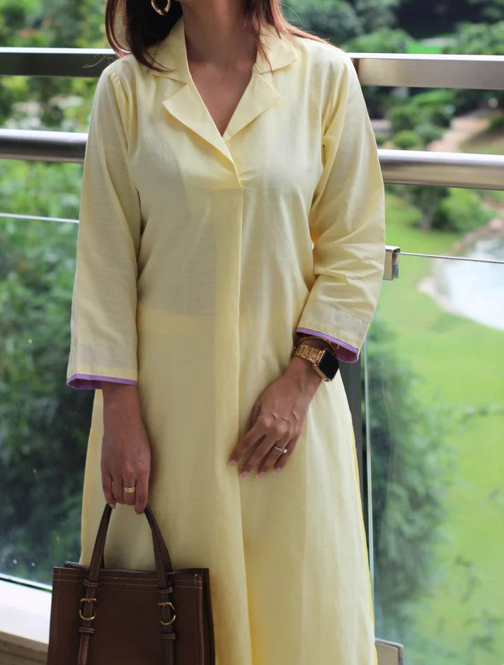 Yellow Plain Kurta Set