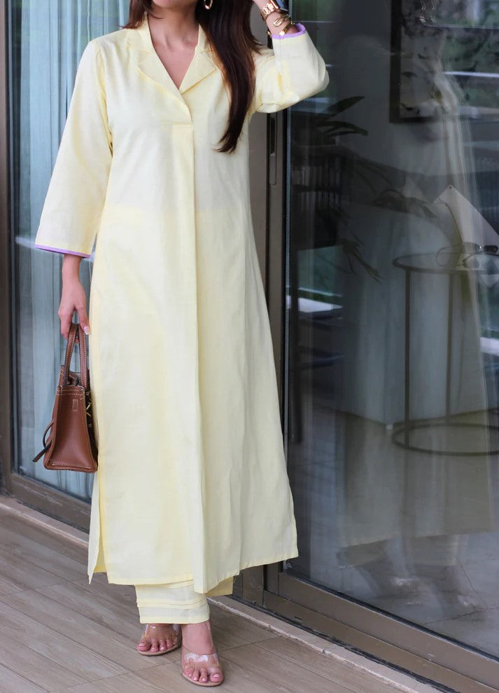 Yellow Plain Kurta Set