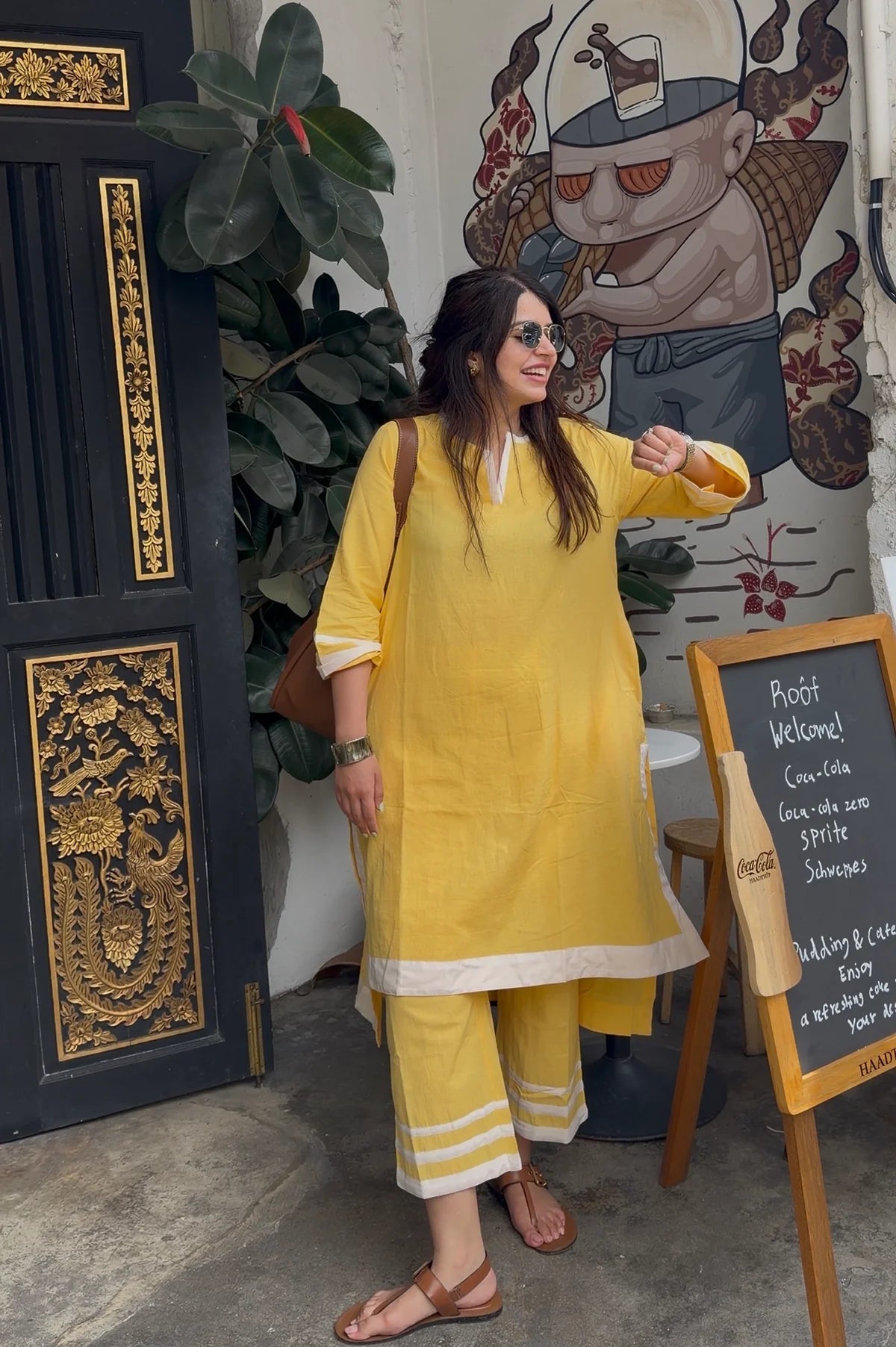 Cotton Kurta Set with Contrast White Border