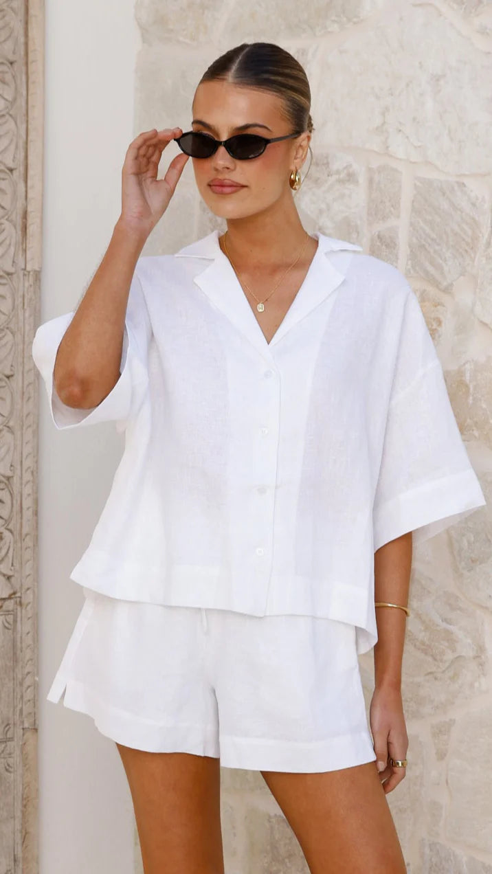 Button Up Shirt With Short Set