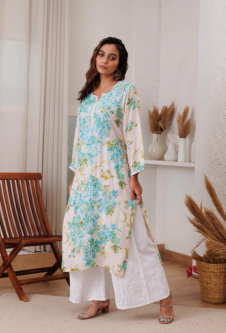 WOMEN CHIKANKARI MODAL KURTA SET