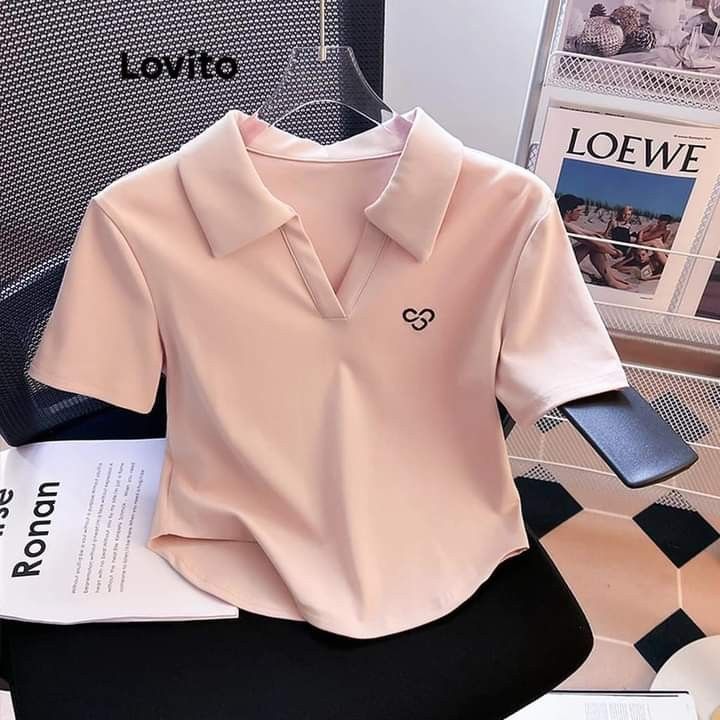 Women Polo Neck Cotton Solid T-shirt