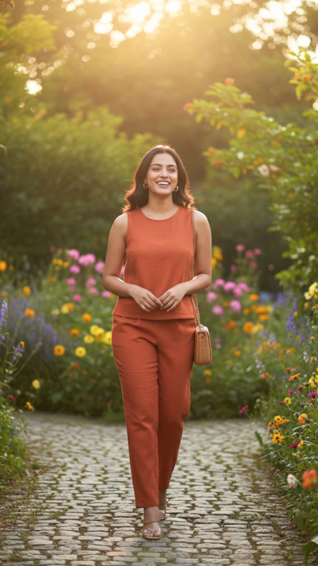 WOMEN  PLAIN CROP TOP & TROUSERS CO-ORDER SET