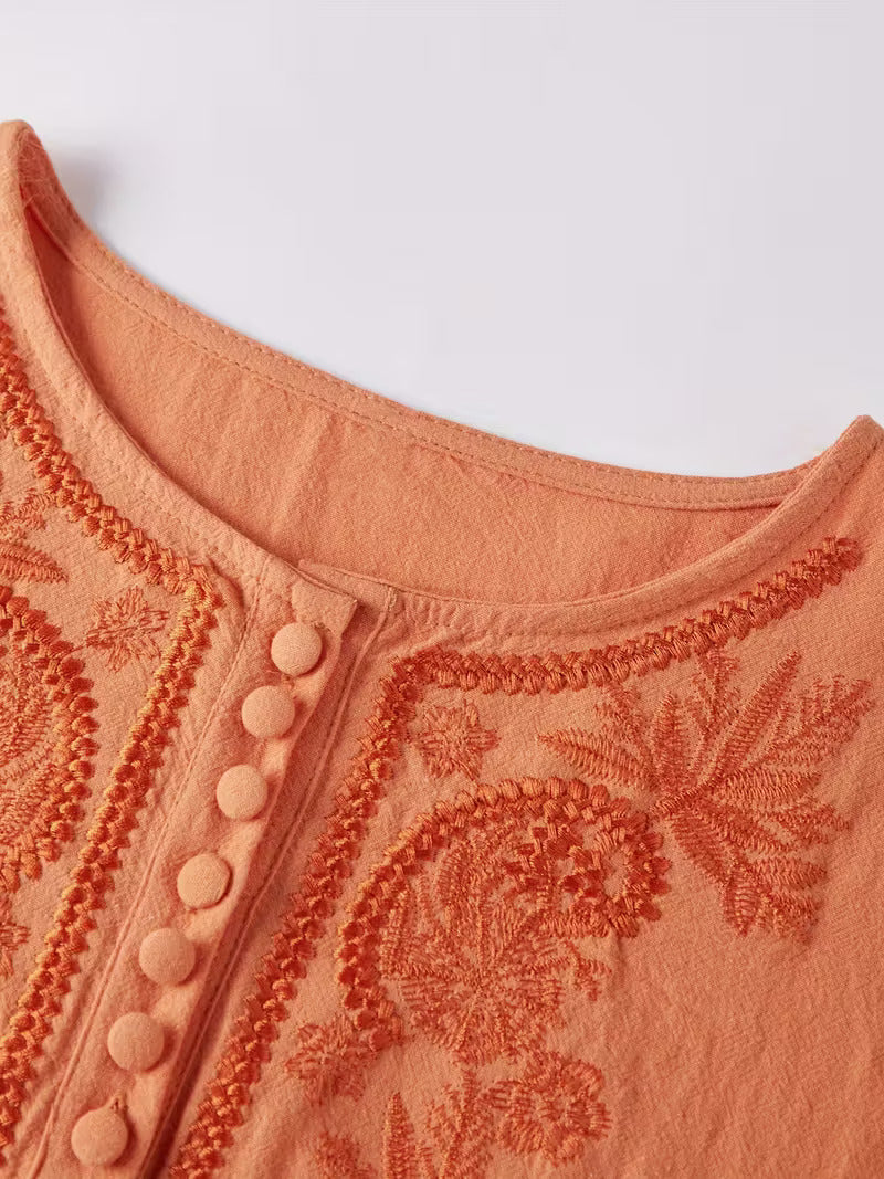 Women'S Vintage Floral-like embroidery Top