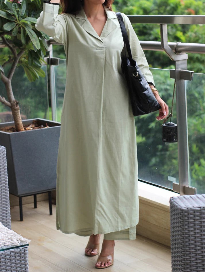 Mint Plain Kurta Set