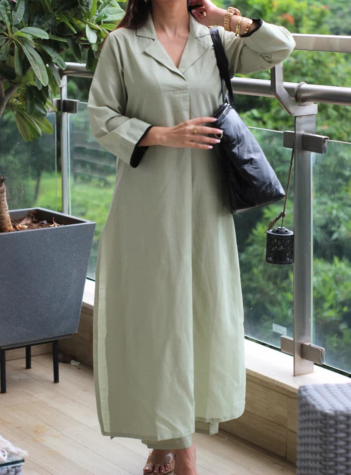 Mint Plain Kurta Set