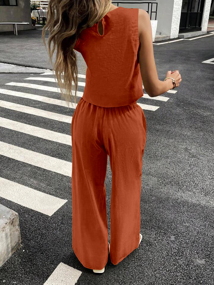 WOMEN'S PLAIN CROP TOP & TROUSERS CO-ORDER SET