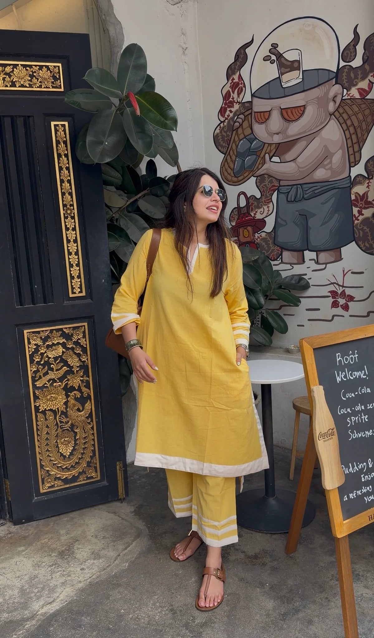 Cotton Kurta Set with Contrast White Border
