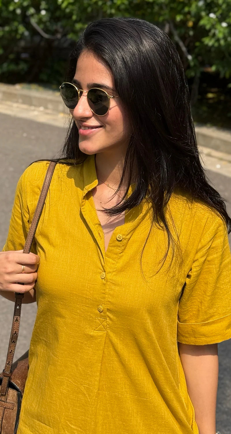 Women Cotton Plain Kurta Set