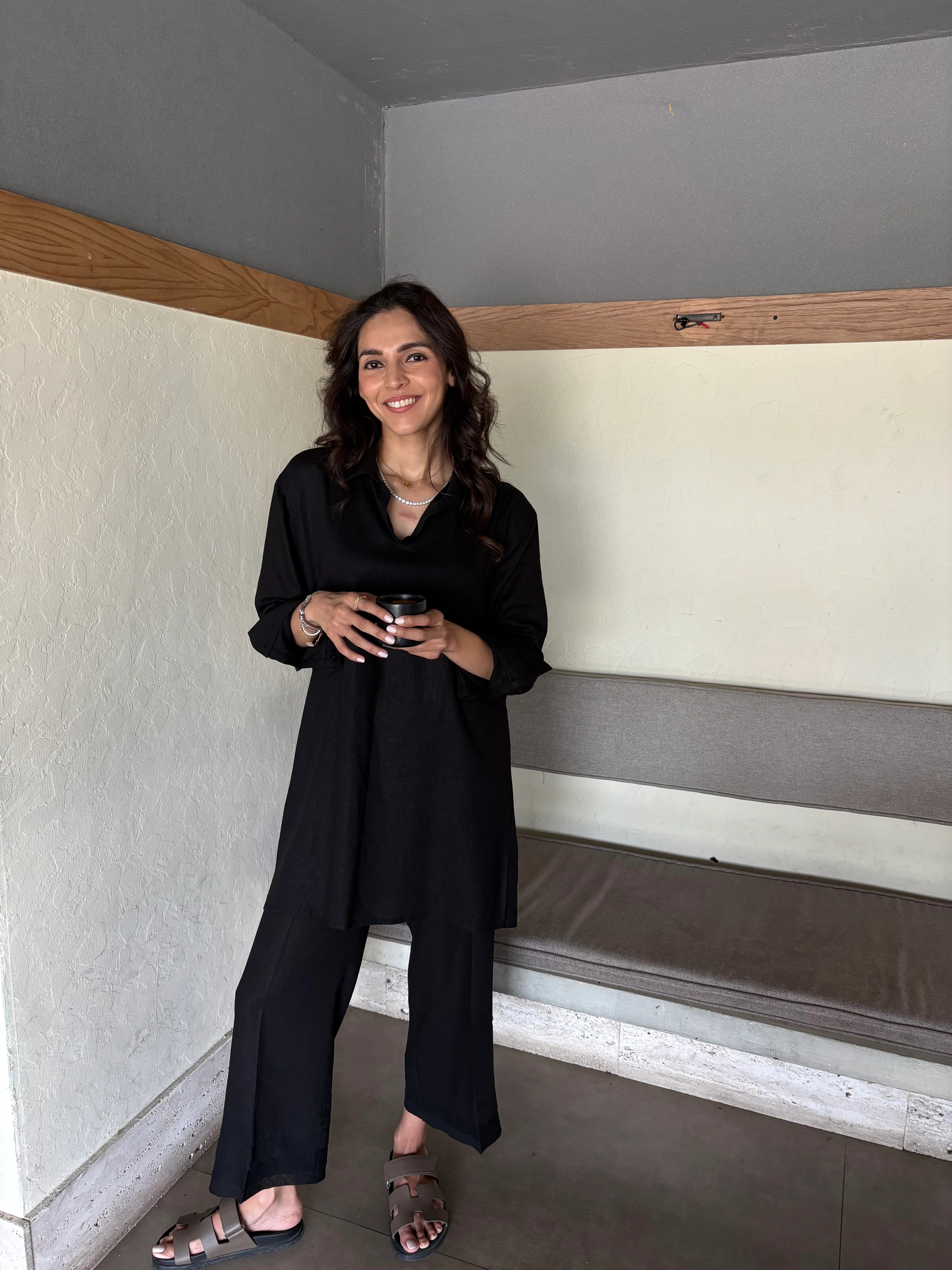 BLACK LINEN WILLOW SET