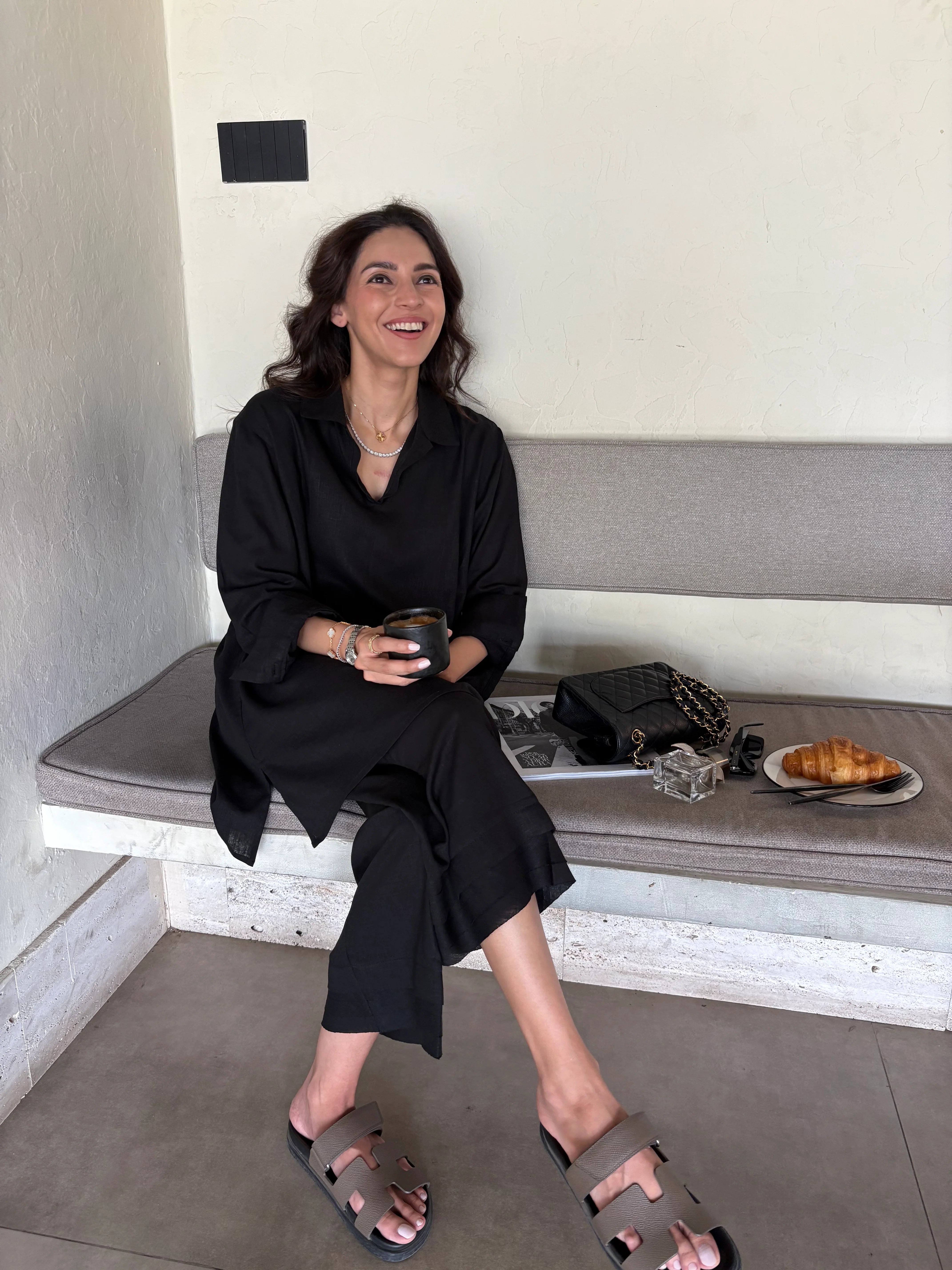 BLACK LINEN WILLOW SET