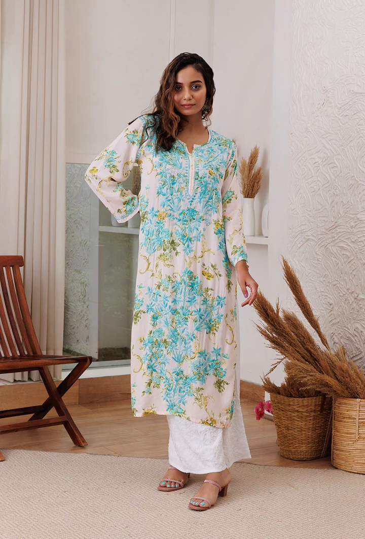 WOMEN CHIKANKARI MODAL KURTA SET