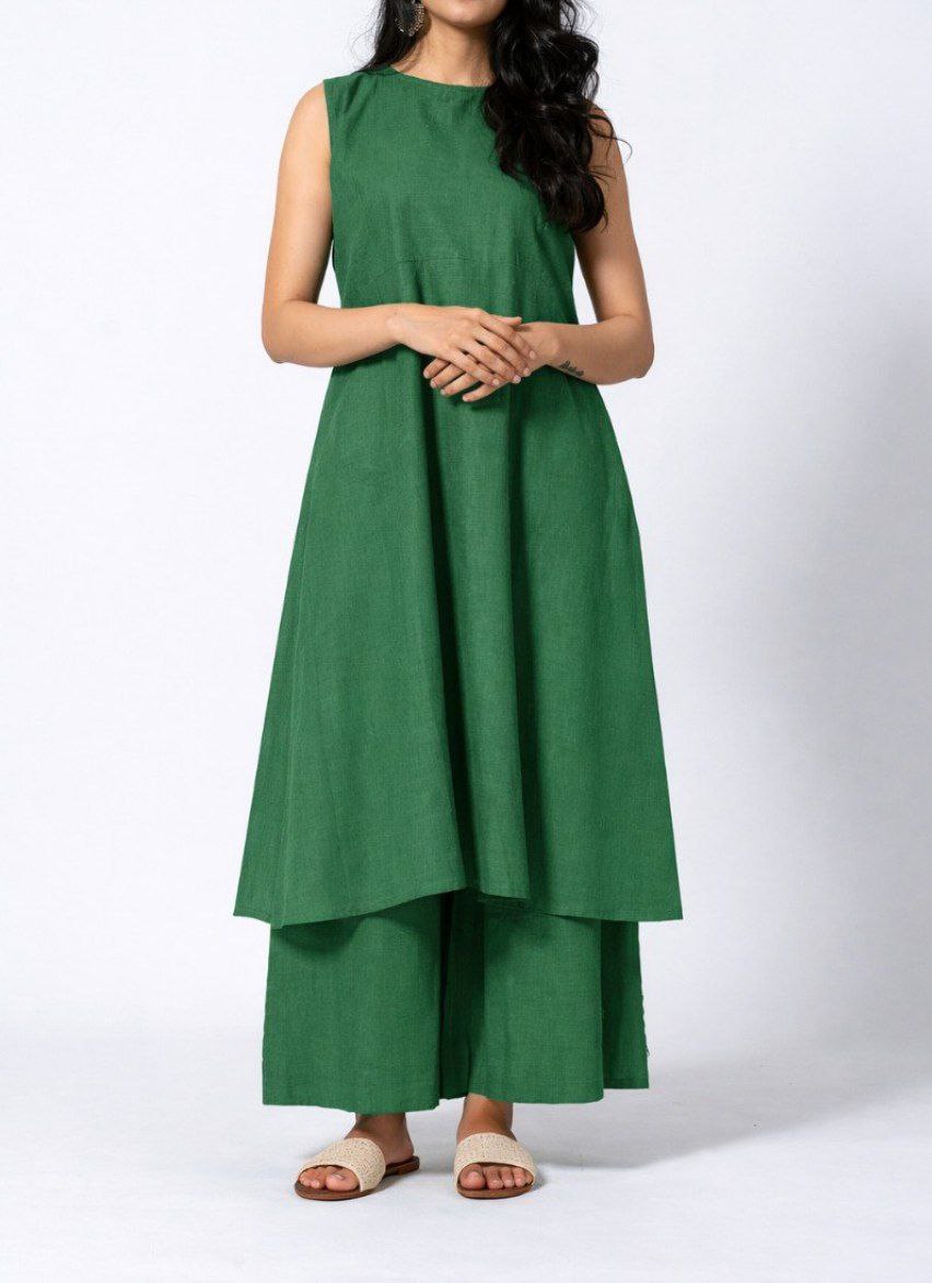 Women's Cotton Kurta pant sets - Green