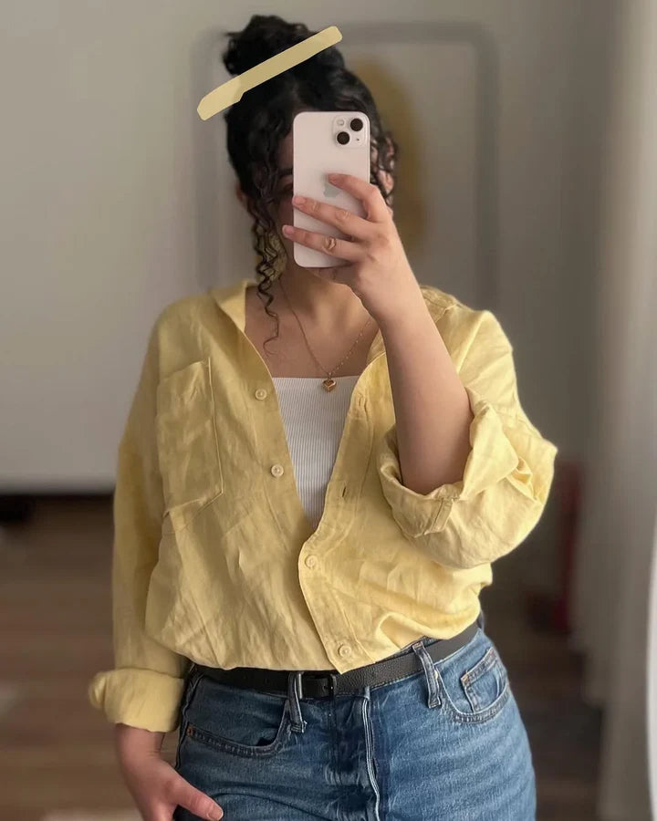 Women's Plain Long Sleeve Casual Cotton Shirt