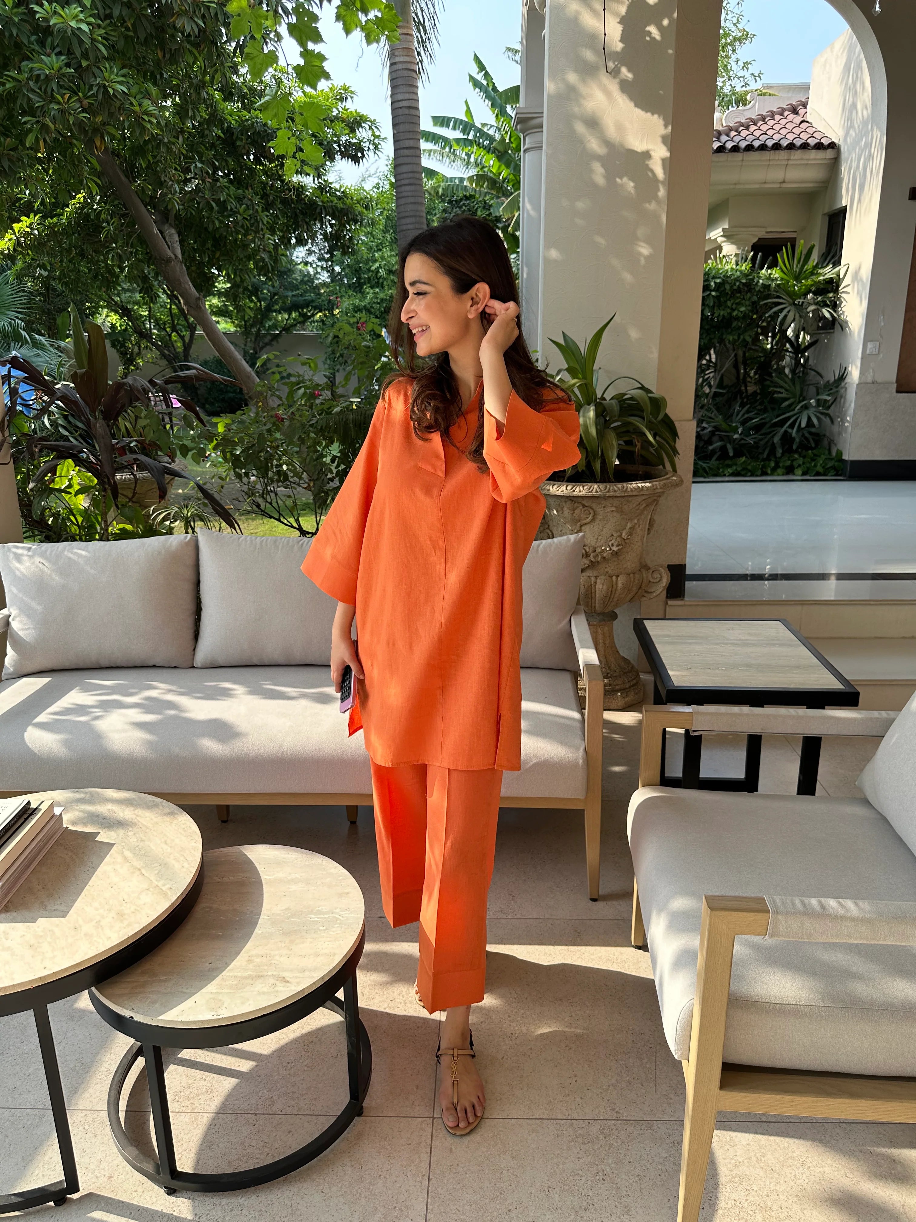 ORANGE LINEN TOBY SET