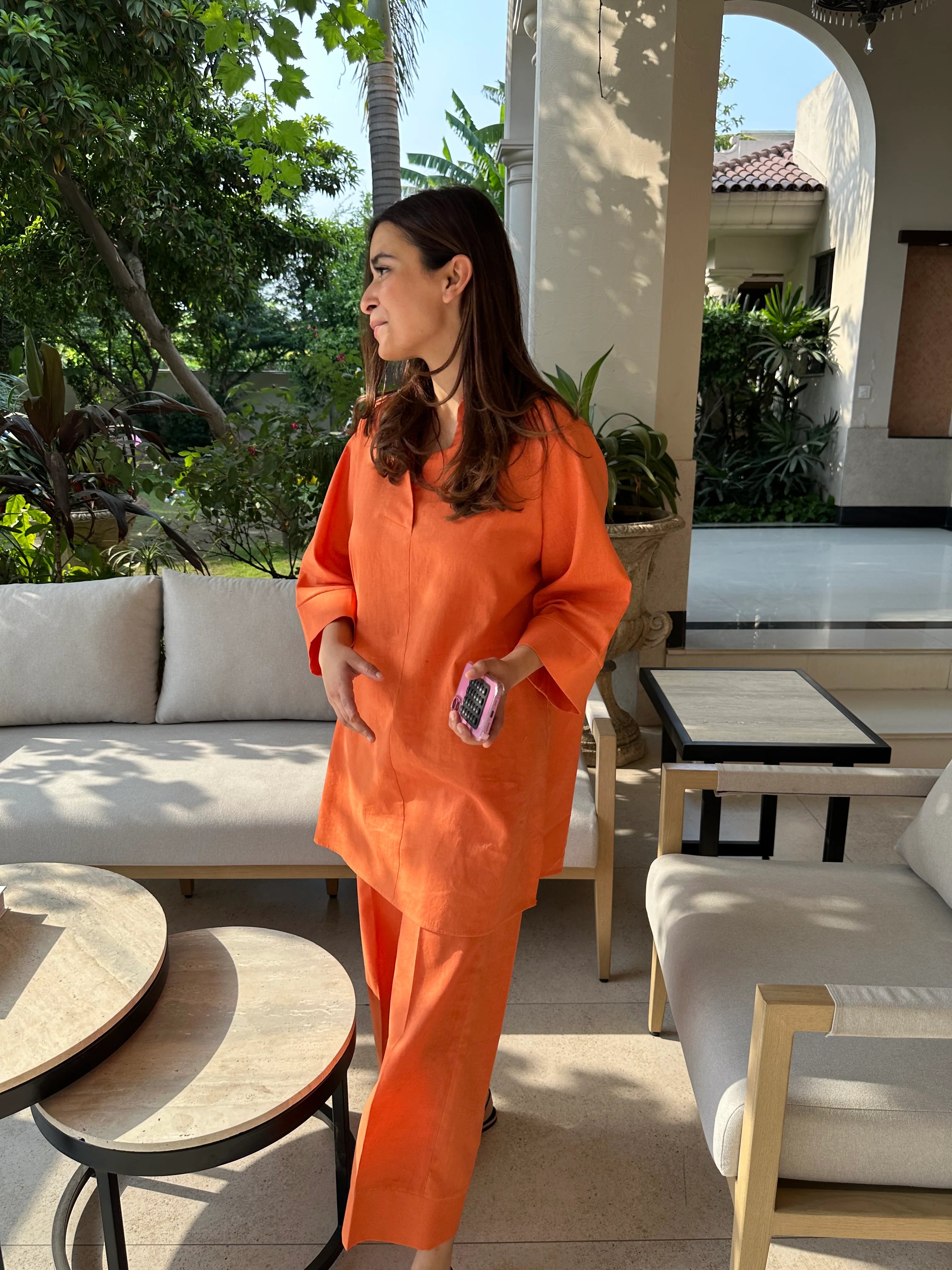 ORANGE LINEN TOBY SET