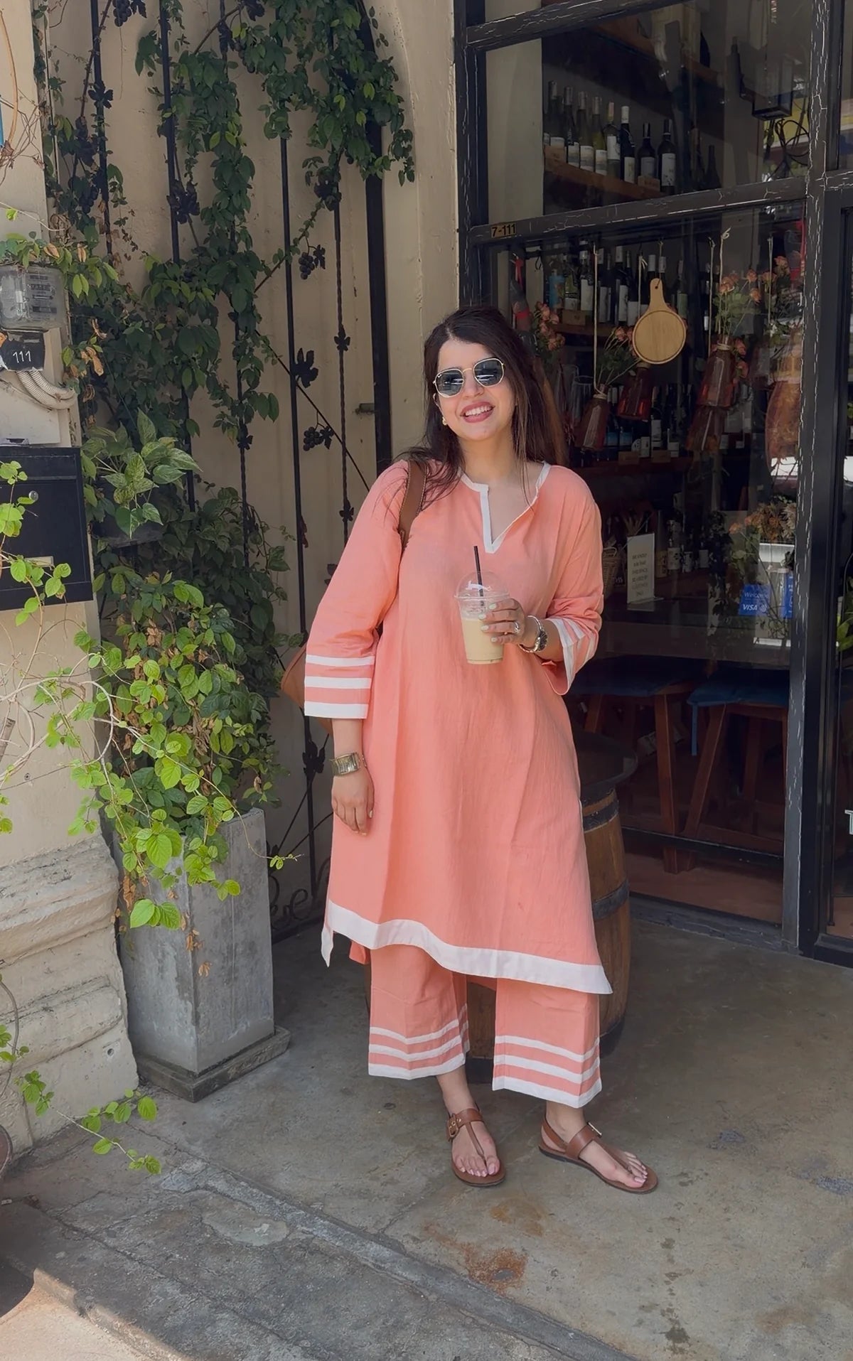 Cotton Kurta Set with Contrast White Border