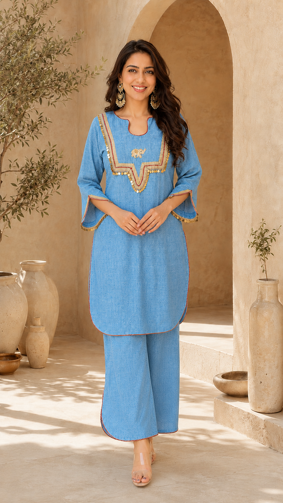 Women Co ord Set with Coin Tassels