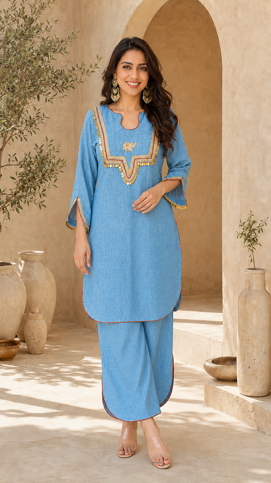 Women Co ord Set with Coin Tassels