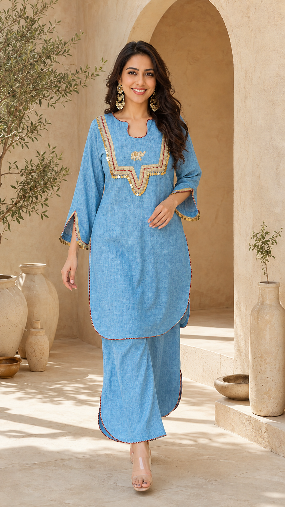 Women Co ord Set with Coin Tassels