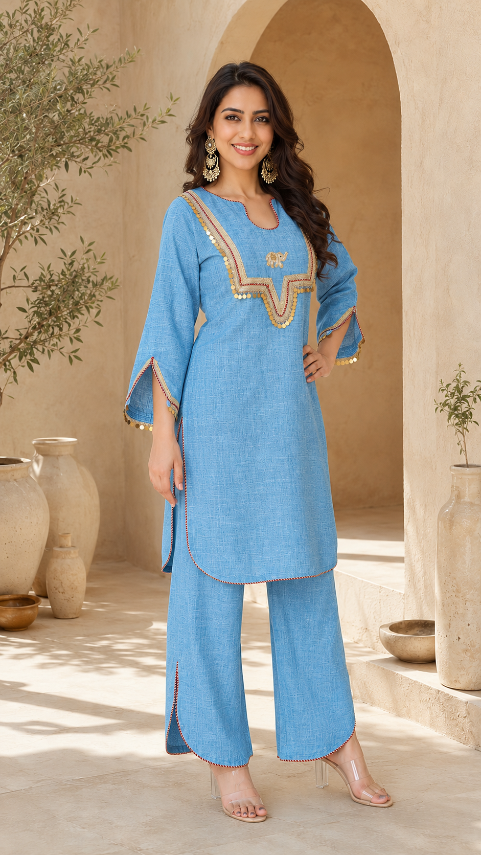 Women Co ord Set with Coin Tassels