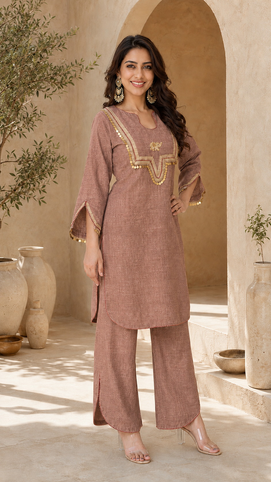 Women Co ord Set with Coin Tassels