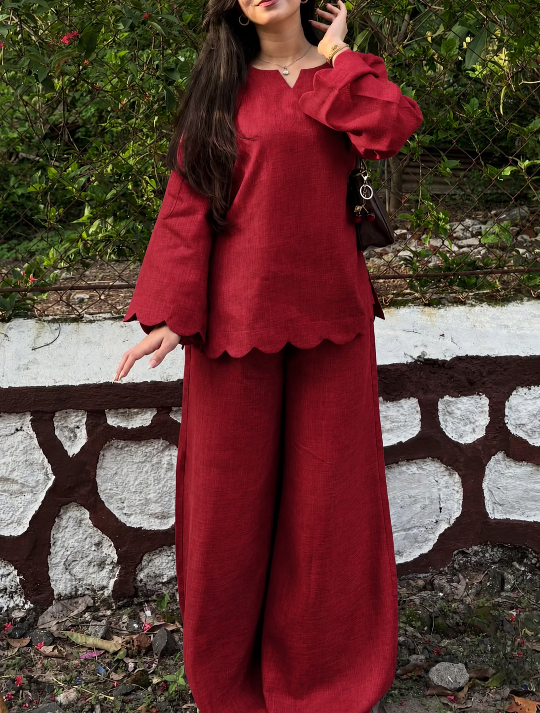Scallop-Trim Co-Ord Set for Women