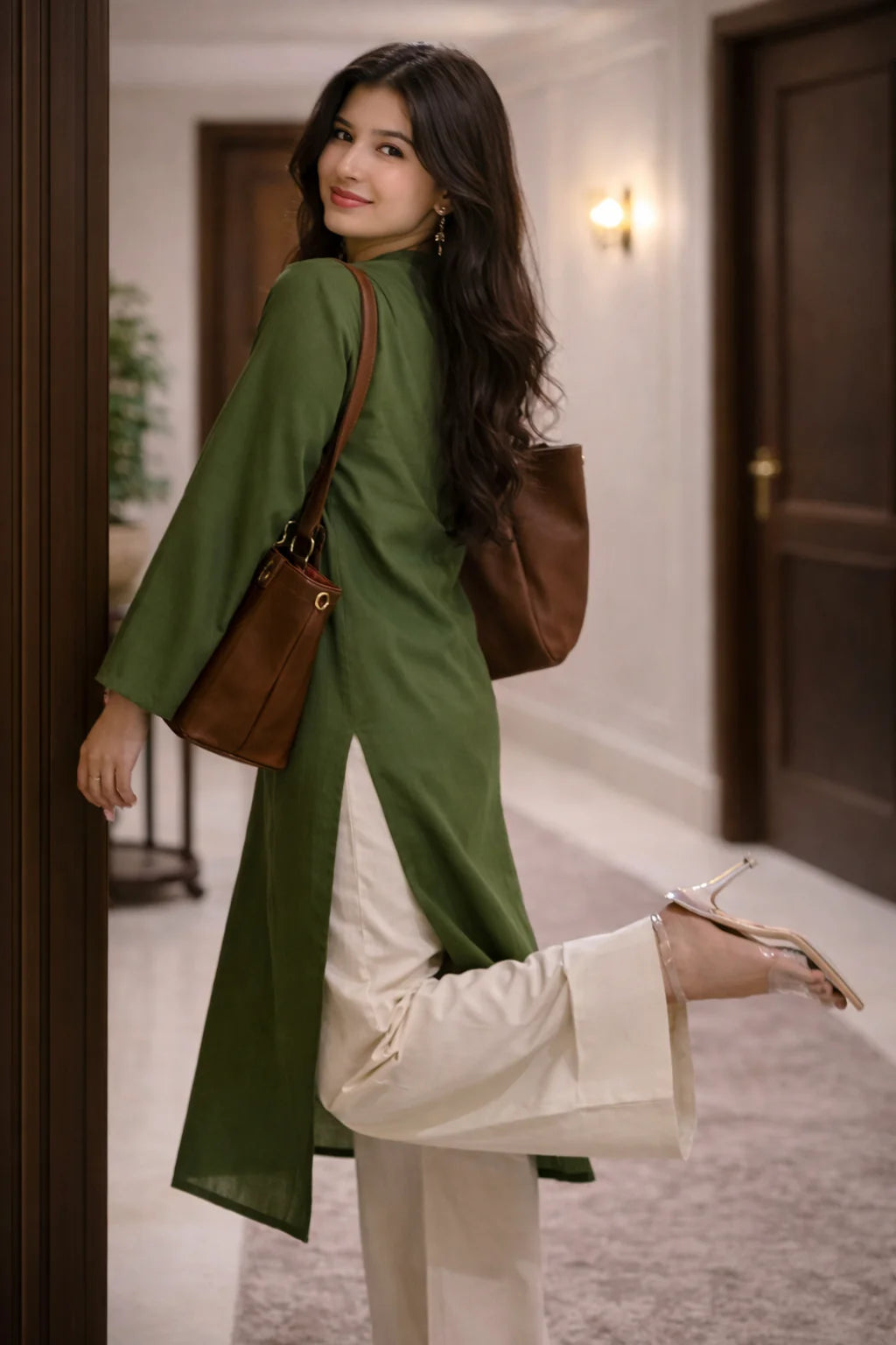 Women's Elegant Solid Cotton Kurta Set